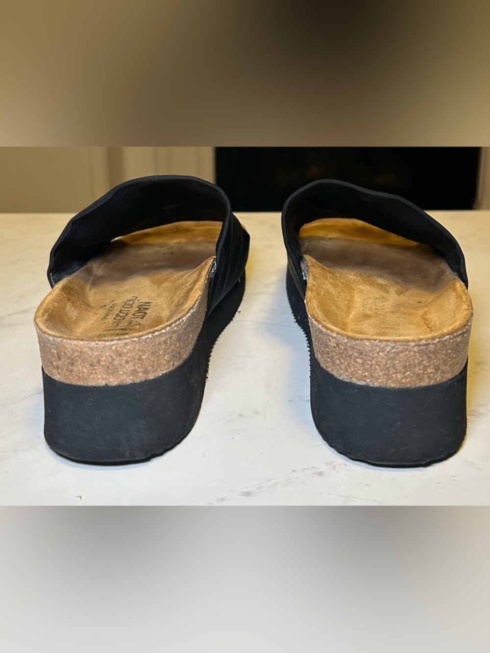 Naot tampa platform sandal y2k elastic stretch slides slip on cork bed black 39 - Picture 3 of 8